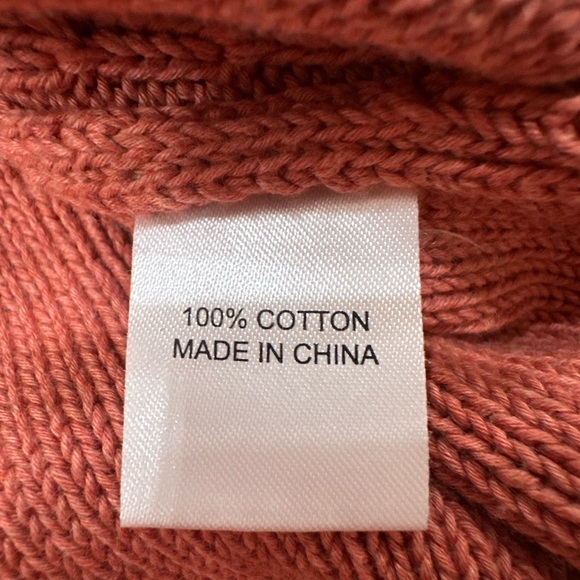 Tuckernuck Crew Neck Cable Knit Cotton Sweater Pullover Coral Orange Size XS - Picture 7 of 7